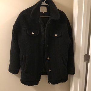 teddy trucker jacket black